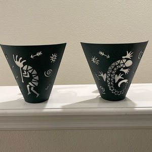 PartyLite Wall Sconce Pair - Kokopelli & Gecko Lizard